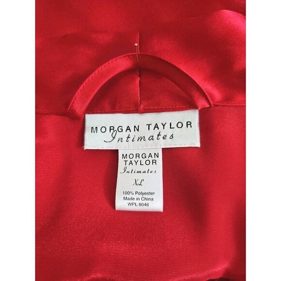 Morgan Taylor Intimates ~Woman Size XL~ Red Satin Robe Kimono NWT. - Picture 7 of 13